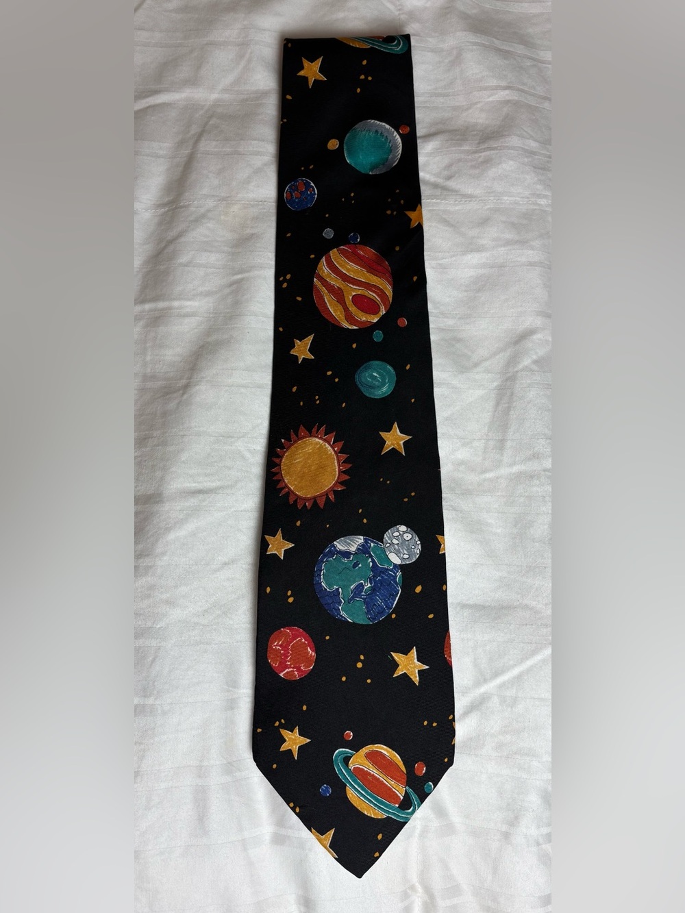 “Save the Children” SILK Solar System Novelty Tie - Black with Colorful Planets